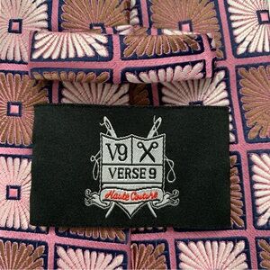 VERSE 9 Designs By Maurizio Tie Men's 100% Silk‎ Geometric Floral Pink 4.00"